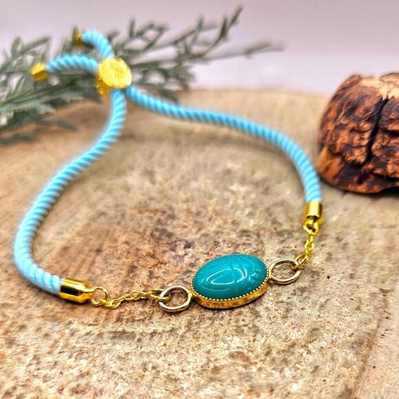 Nature Green Chalcedony Scarab Hand Braided Bracelet - Picture 7 of 10